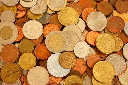 Different coins background. Close upの写真素材
