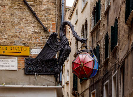The Maforio Dragon lantern with umbrellas in Venice.のeditorial素材