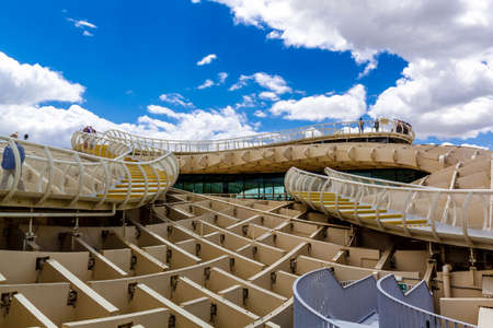 Sevilla, Andalusia, Spain - May 14, 2013: Metropol Parasol Setas de Sevilla - viewpoint of the city.のeditorial素材