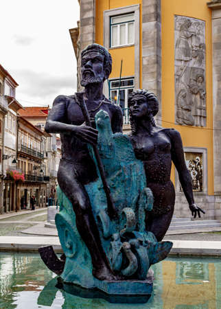 Viana do Castelo / Portugal - October 4 2016: Monument Diogo Alvares Correia and his wife.のeditorial素材