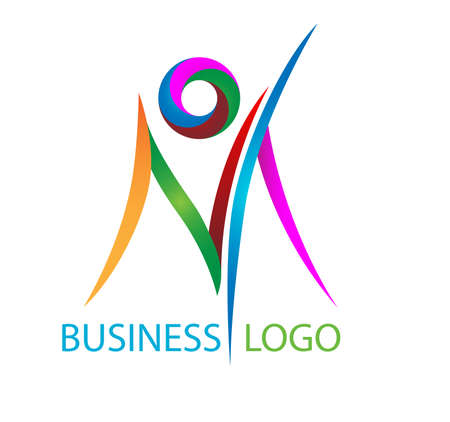 Colorful Letter M logo design. Letter M logo icon design template elements.のイラスト素材