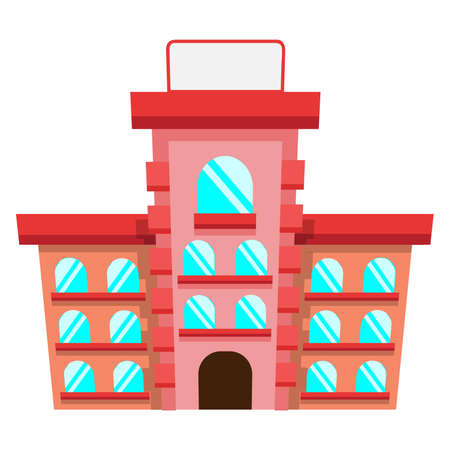 Modern School Building Exterior isolated on white background. High school building vector illustration. Flat design. Public educational institution.のイラスト素材