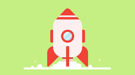 Space rocket launch from ground. Rocket take off concept. Flat design vector illustrationのイラスト素材