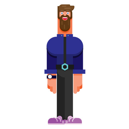 Simple standing beard man. Flat style vector illustrationのイラスト素材
