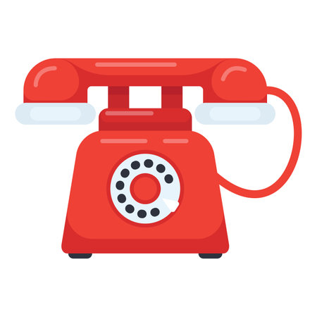 Old rotary telephone. vintage red phone isolated on a white background. vector illustrationのイラスト素材