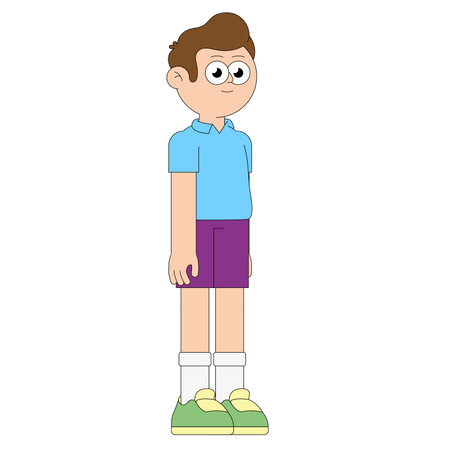 Standing cute school boy. vector illustrationのイラスト素材