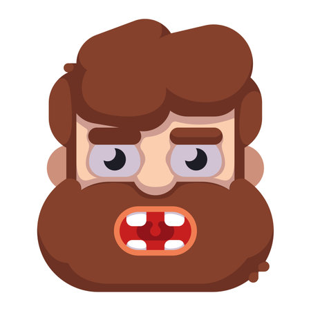 Shouting man face. flat style beard man face. vector illustrationのイラスト素材