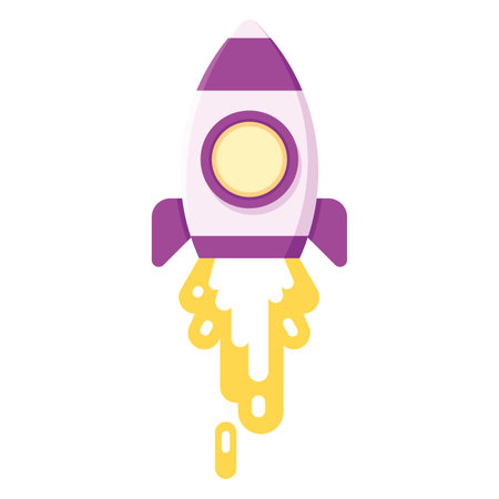 Flying rocket space ship with flame. business startup or business boost concept. vector illustrationのイラスト素材