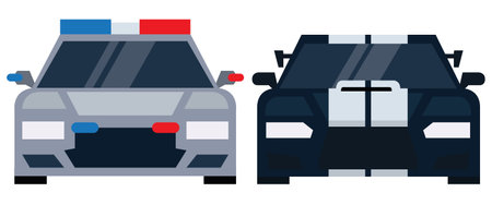 Police and criminal car. flat style vector illustrationのイラスト素材