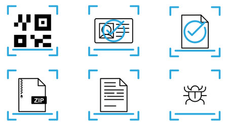 Set of different scan icons. line art scan icons. vector illustrationのイラスト素材