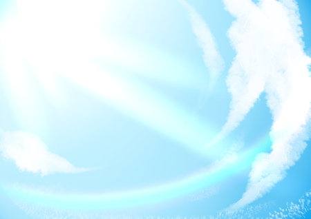 Anime style clouds in sunny sky.の写真素材