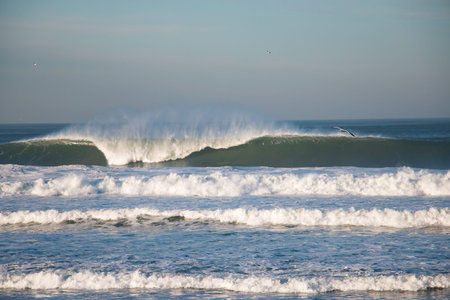 Large surf pounds the coast in northern California