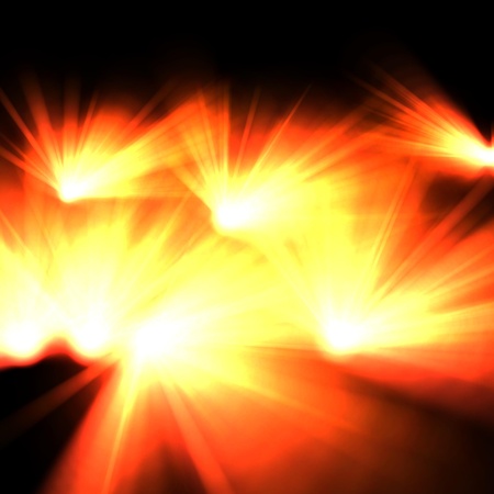 Bright shone objects on a black decorative backgroundの写真素材