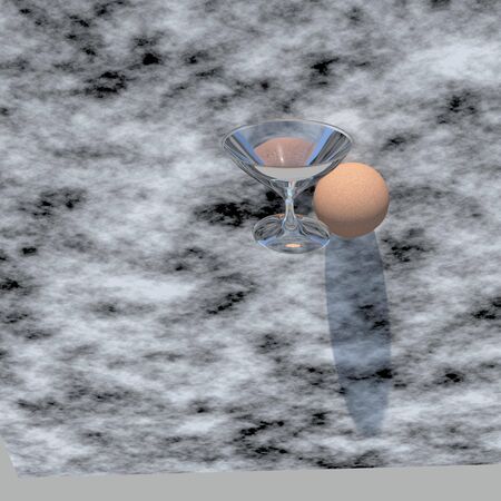 A glass vase and two balls on the background of fractal smokeの写真素材