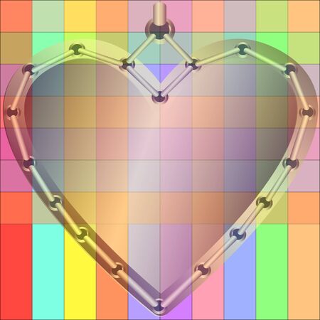 Decorative gold heart on a decorative backgroundのイラスト素材