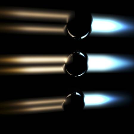 The glow of fire engine of unknown objects in the darkの写真素材