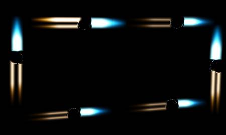 The glow of fire engine of unknown objects in the darkの写真素材