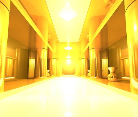 An abstract gold interior corridor decorationの写真素材