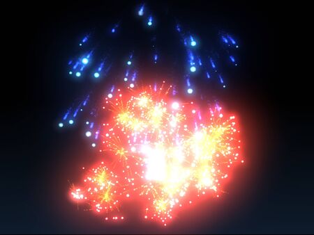 Colorful fireworks of rockets in the night skyの写真素材