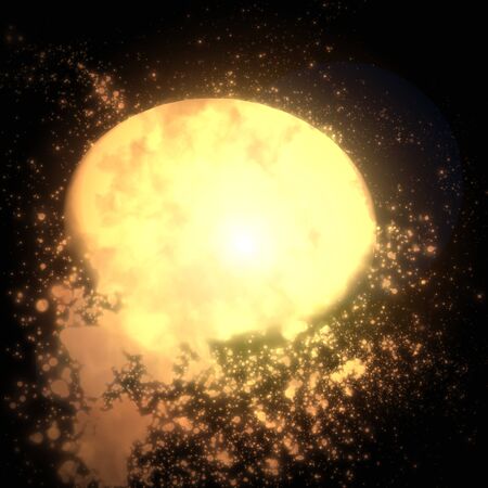 The brightly glowing space object in an unknown galaxyの写真素材