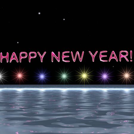 Happy new year  Congratulations on the starry skyの写真素材