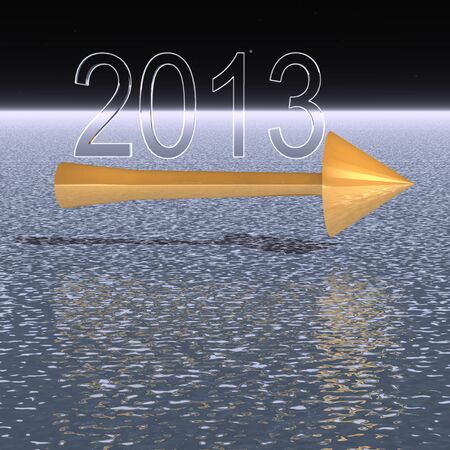 olden Arrow over the water at the starry skyの写真素材