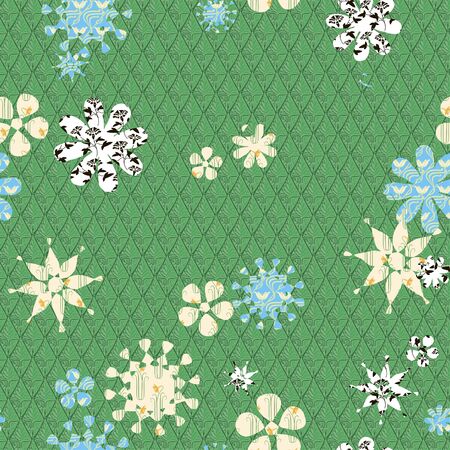 Seamless decorative pattern of flowers in a squareのイラスト素材