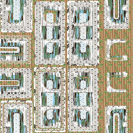 Seamless patterned texture in the form of square tilesのイラスト素材