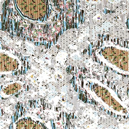 Seamless patterned texture in the form of square tilesのイラスト素材