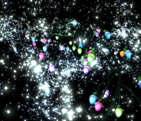 Mysterious lights in the background of a distant galaxy in the night skyの写真素材