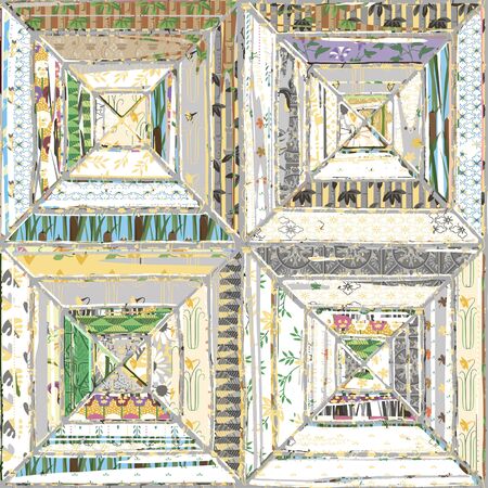 Seamless patterned texture in the form of square tilesのイラスト素材