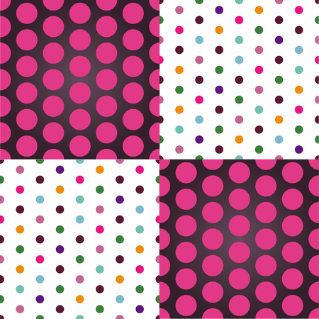 Vector - Seamless patterned white texture with colorful polka dots のイラスト素材