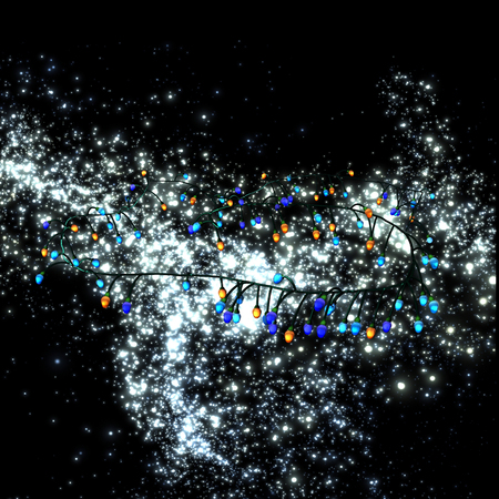 Electric garland on the background of skyの写真素材