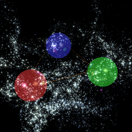 Mysterious flying balloons in a distant galaxyの写真素材