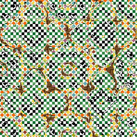 Seamless patterned texture in the form of square tilesのイラスト素材