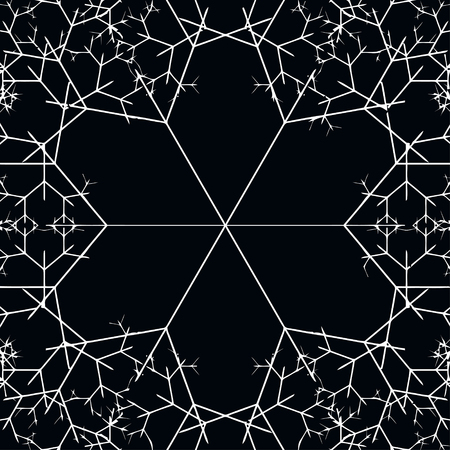 Ornate decorative snowflake on a black backgroundのイラスト素材