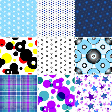 Set of nine seamless patterned texture in a squareのイラスト素材