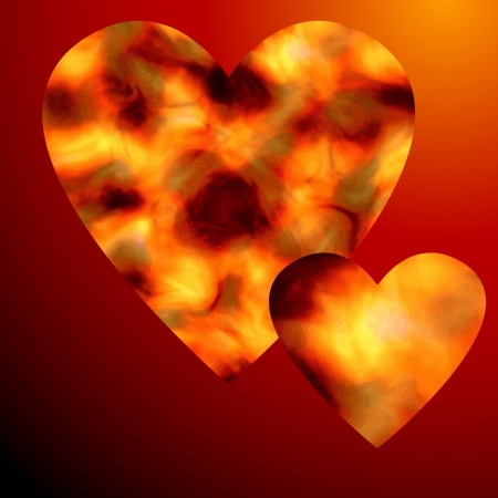 Decorative hearts Valentine's Day on a red backgroundのイラスト素材