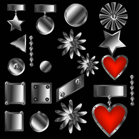 Set of decorative patterned awards on a black backgroundのイラスト素材