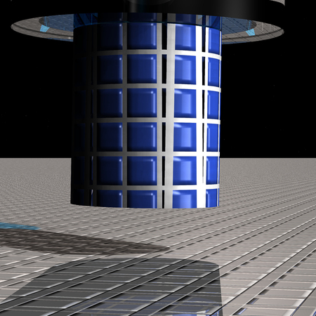 Unknown object above the surface of distant fantastic planet,の写真素材