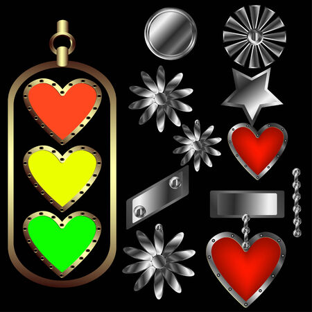 Set of decorative patterned awards on a black のイラスト素材