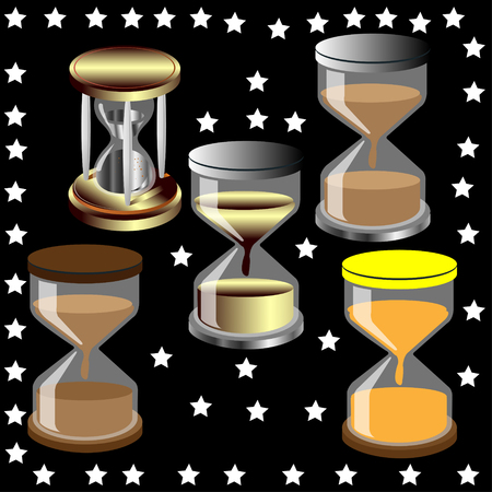 Set hourglass on the background of a square decorated with stars,のイラスト素材