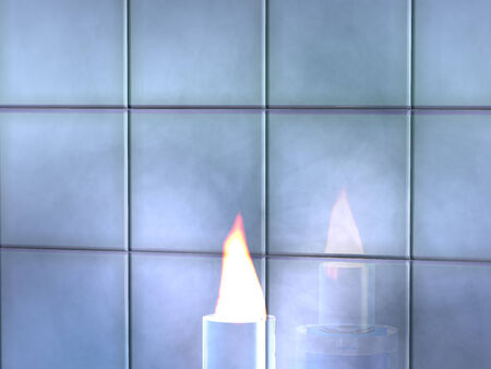 Torch is reflected in the tileの写真素材