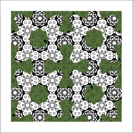 Ornate seamless texture in the form of square tilesのイラスト素材