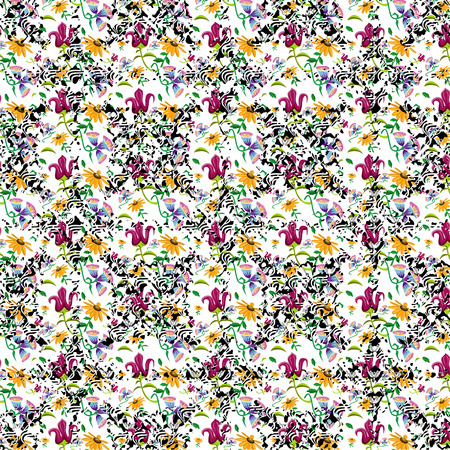 Ornate seamless texture in the form of square tilesのイラスト素材