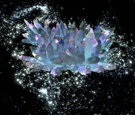 Mysterious crystals flying in a distant galaxyの写真素材