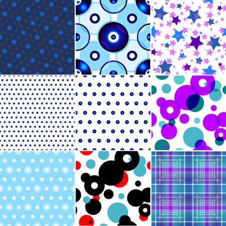 Set of nine seamless patterned texture in a squareのイラスト素材