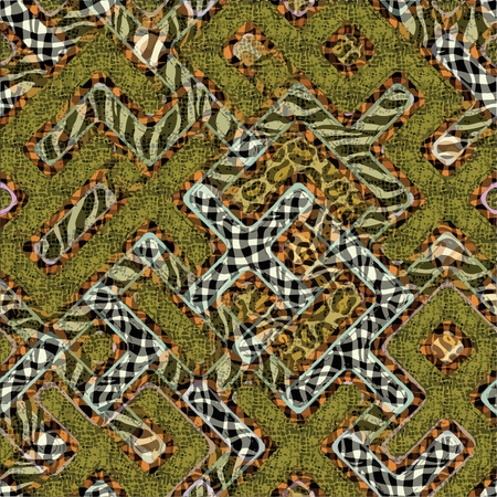 Ornate seamless texture in the form of square tilesのイラスト素材
