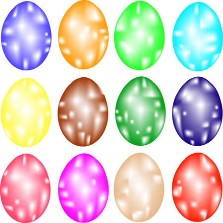 Set of multicolored ornamental Easter eggsのイラスト素材