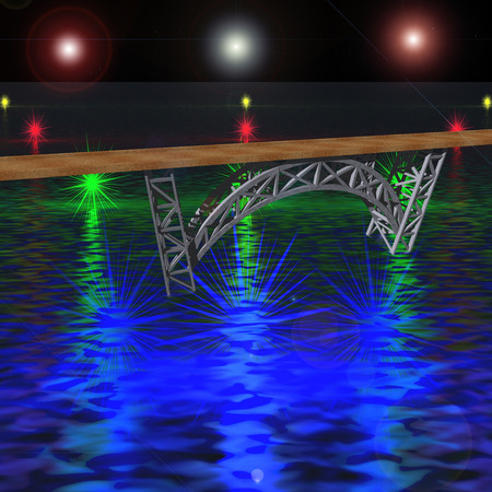 Detail of the bridge across the pondの写真素材